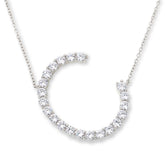 Absolute Sterling Silver Pavé Initial "C" Necklace, 18"